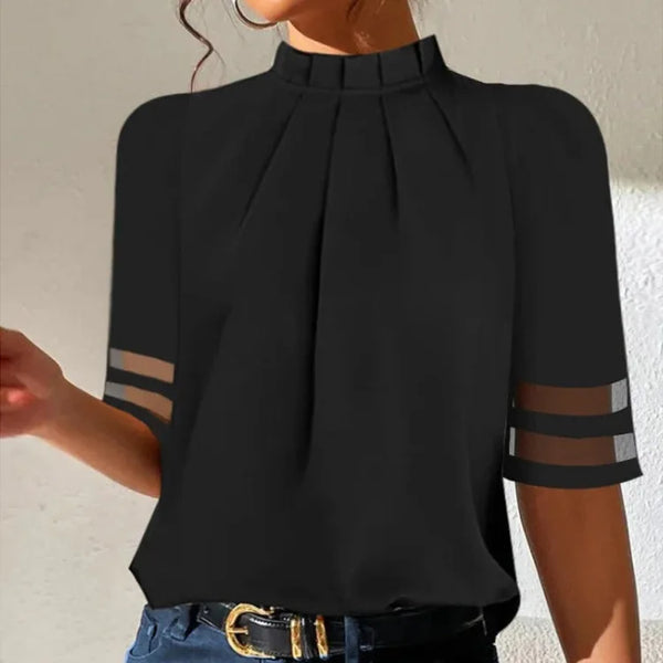 Women's Off-Shoulder Statement Blouse – Relaxed Long Sleeve Blouse