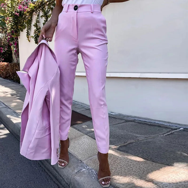 Women's Statement Two-Piece Pants Set – Asymmetrical Top & Wide Leg Trousers