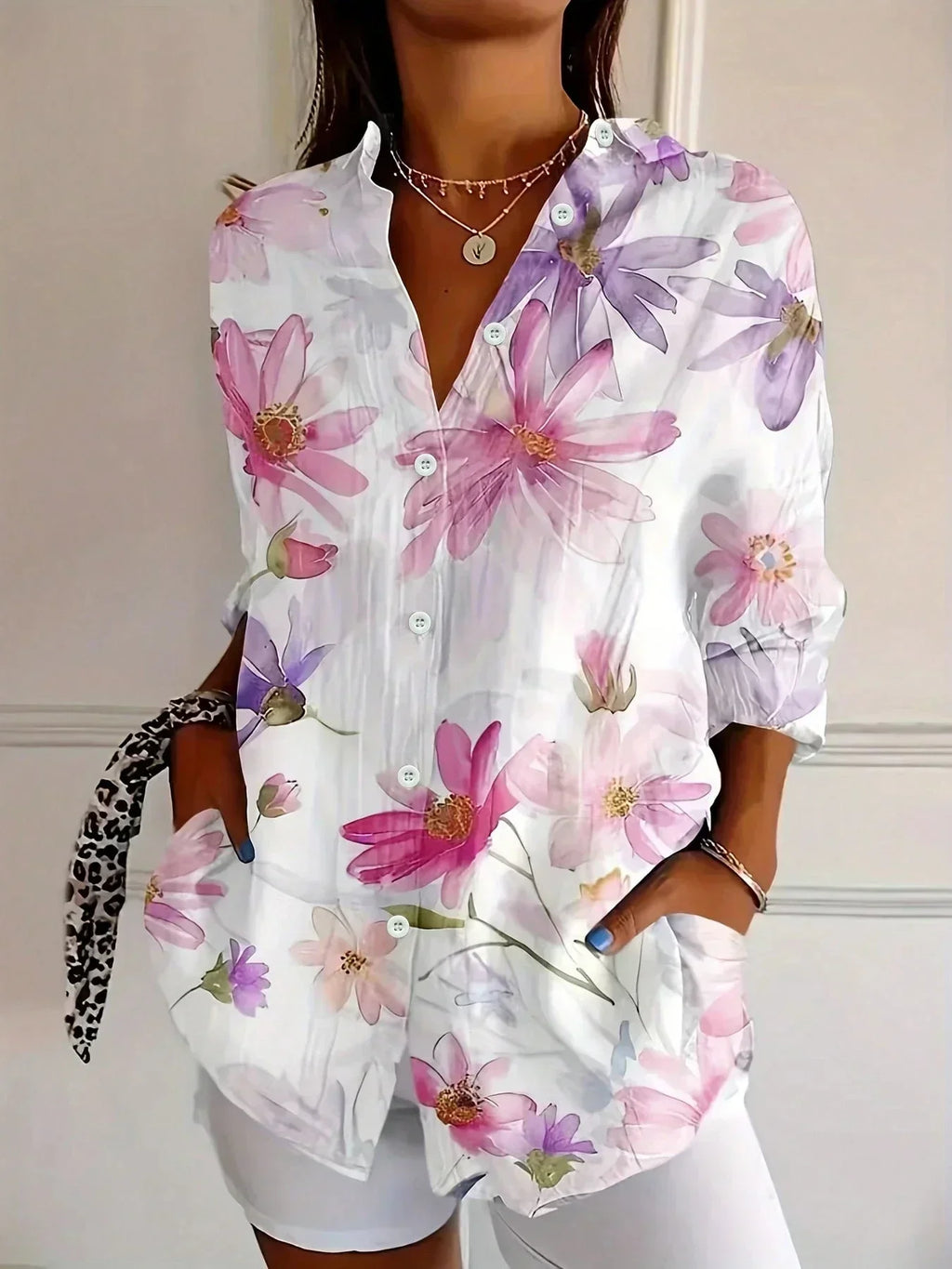 Women's Printed Relaxed Blouse – Lightweight Summer Blouse