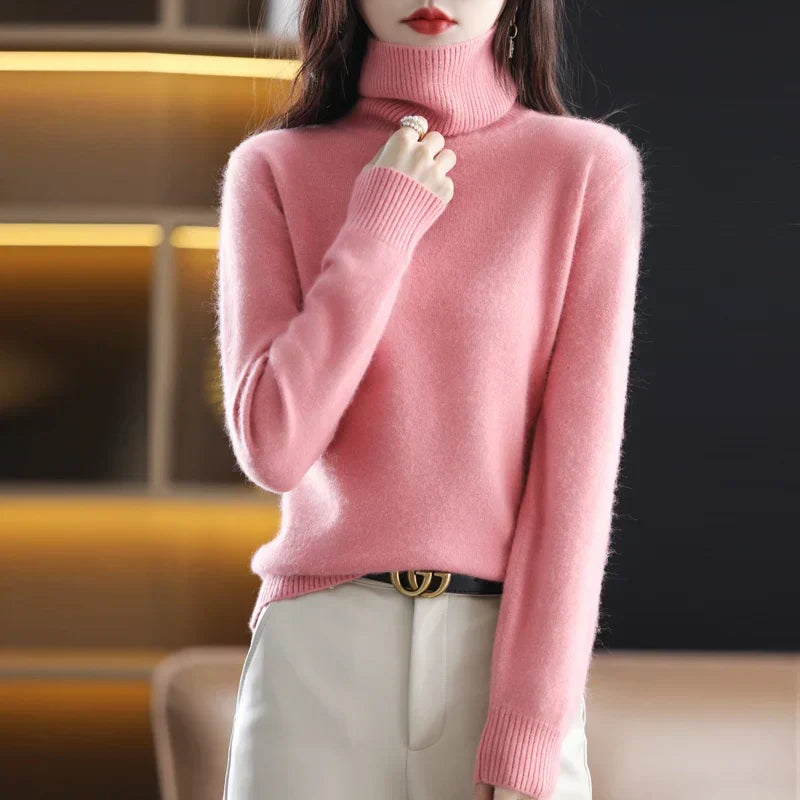 Women's Classic Turtleneck Sweater – Soft High Neck Winter Pullover