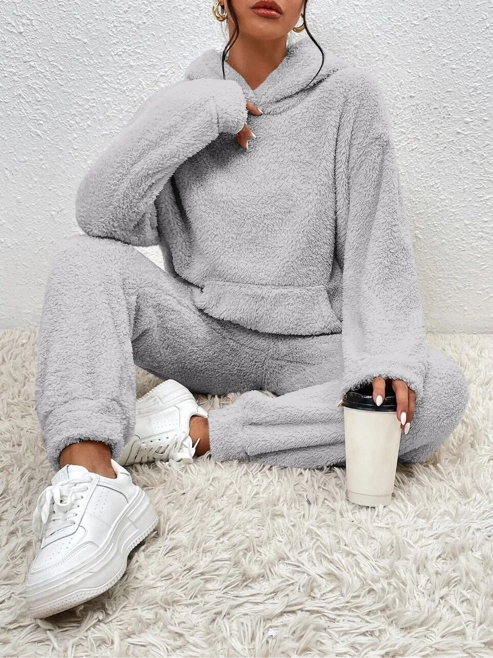 Women's Teddy Lounge Set – Hooded Cozy House Suit