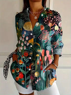Women's Printed Relaxed Blouse – Lightweight Summer Blouse