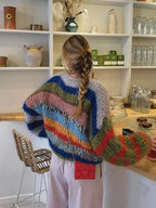 Women's Knit Sweater – Multicolor Pattern Sweater – Zoe