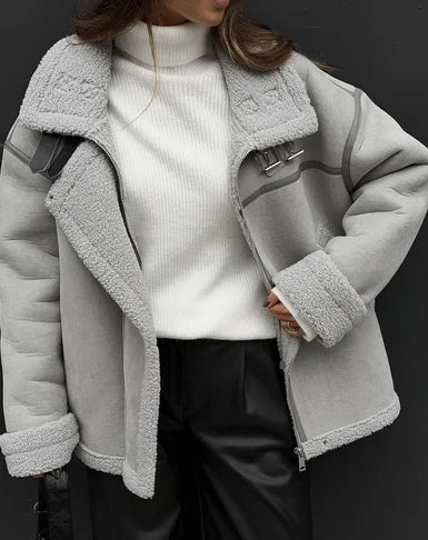 Women's Collared Winter Jacket – Oversized Pocket Cold Weather Jacket