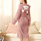 Tamsyn | Thick Flannel Hooded Bathrobe