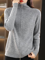 Women's Double Zip Cardigan – Zip-Up Long Sleeve Knit Cardigan