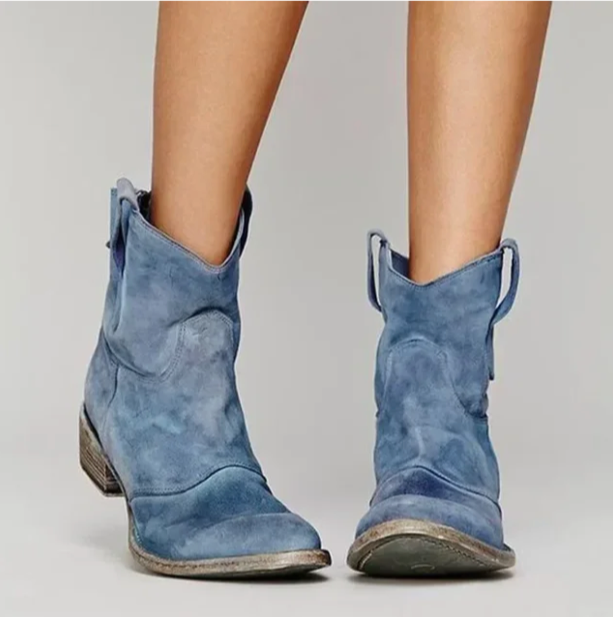 Women's Western Boots with Suede Look Finish and Embroidered Details