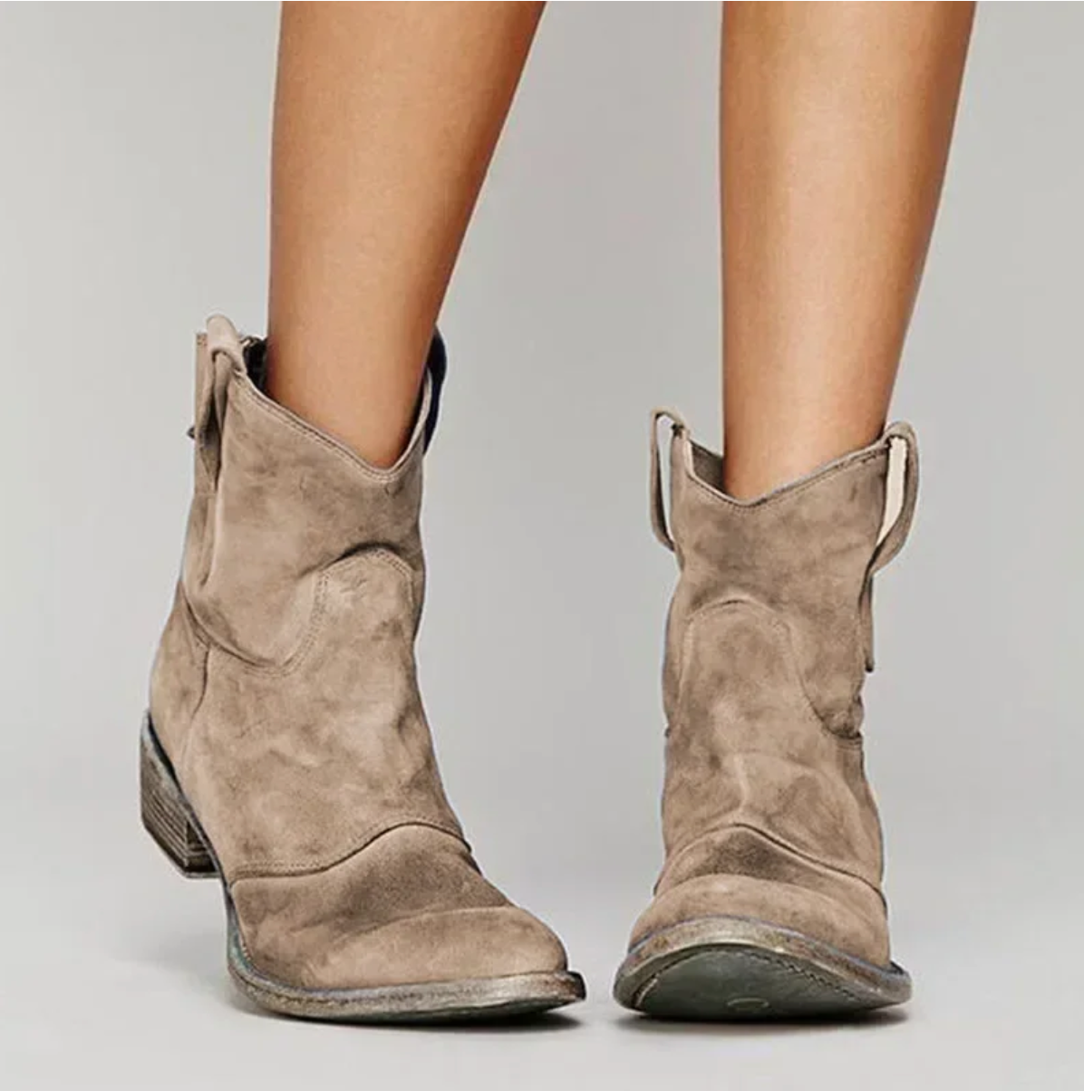 Women's Western Boots with Suede Look Finish and Embroidered Details