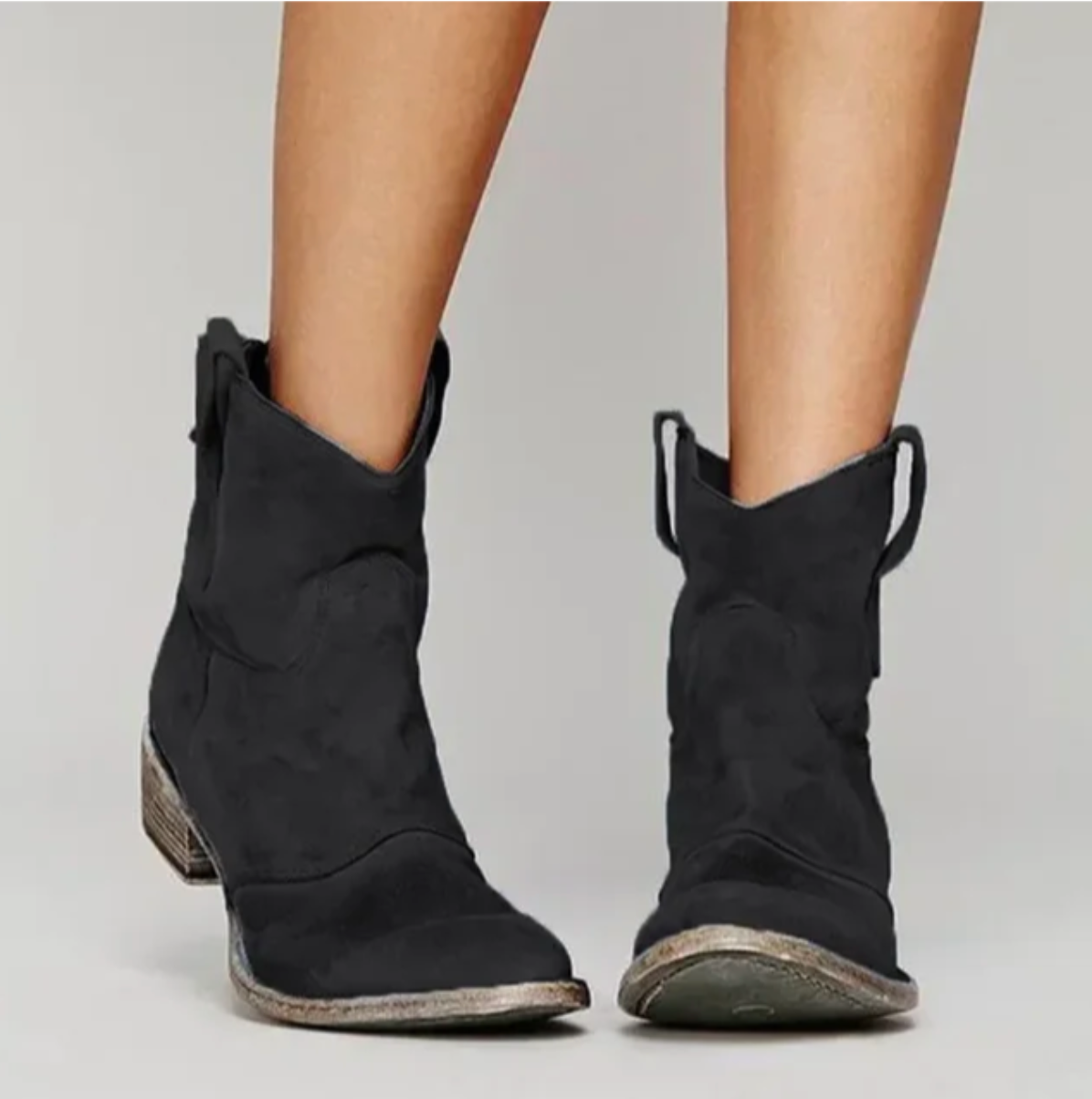 Women's Western Boots with Suede Look Finish and Embroidered Details