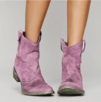 Women's Western Boots with Suede Look Finish and Embroidered Details