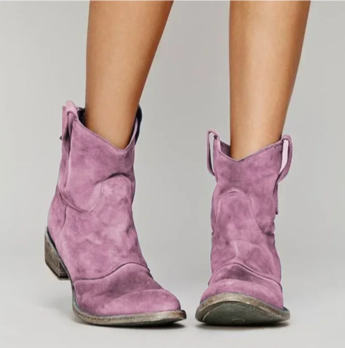 Women's Western Boots with Suede Look Finish and Embroidered Details