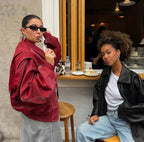 Women's Oversized Bomber Jacket – Zip-Up Relaxed Jacket