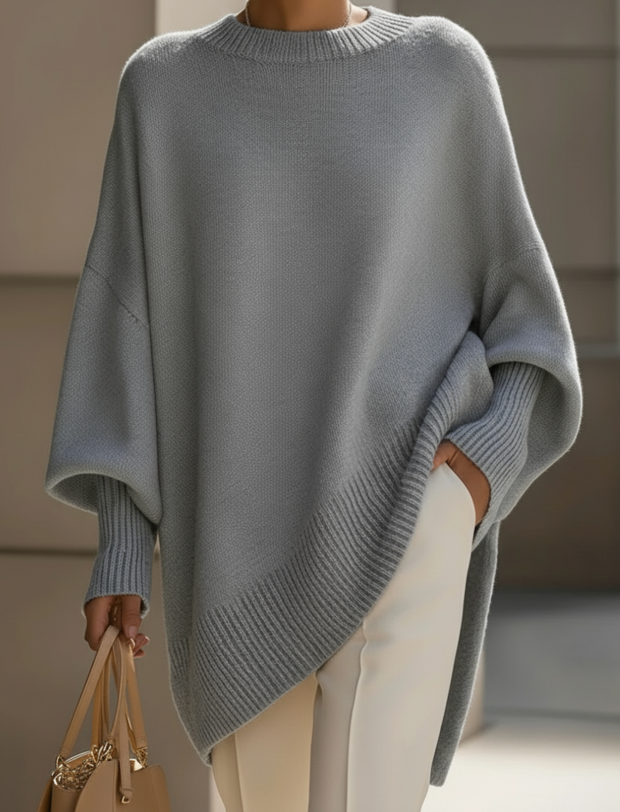 Women's Relaxed Oversized Sweater – Loose Fit Long Sleeve Knit Pullover