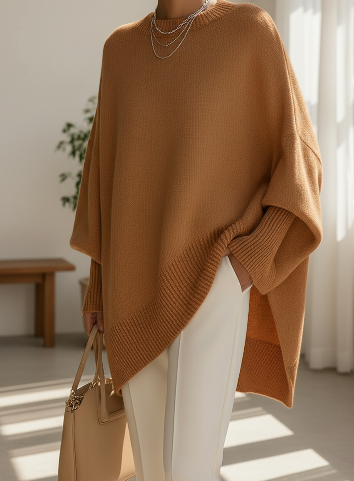 Women's Relaxed Oversized Sweater – Loose Fit Long Sleeve Knit Pullover