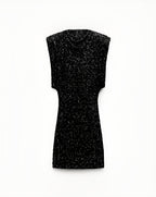 Women's Sparkle Sequin Mini Dress – Statement Shoulder Cocktail Party Dress