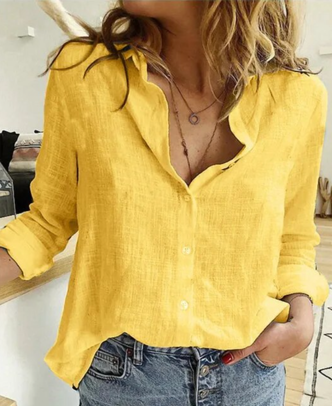 Women's Relaxed Long Sleeve Blouse – Loose Fit Casual Shirt Blouse