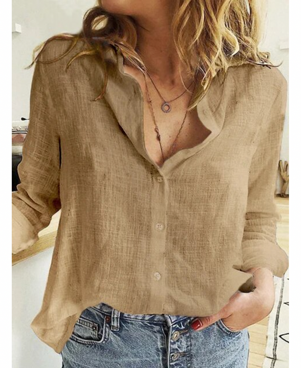 Women's Relaxed Long Sleeve Blouse – Loose Fit Casual Shirt Blouse