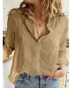 Women's Relaxed Long Sleeve Blouse – Loose Fit Casual Shirt Blouse
