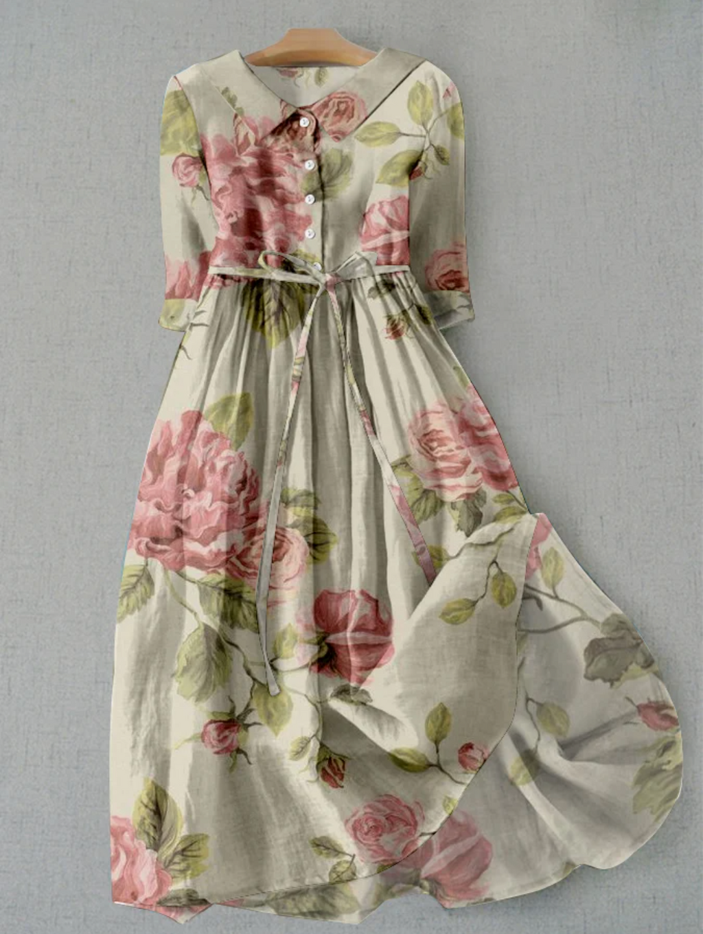 Women's Floral Button-Up Dress – Casual Summer Dress