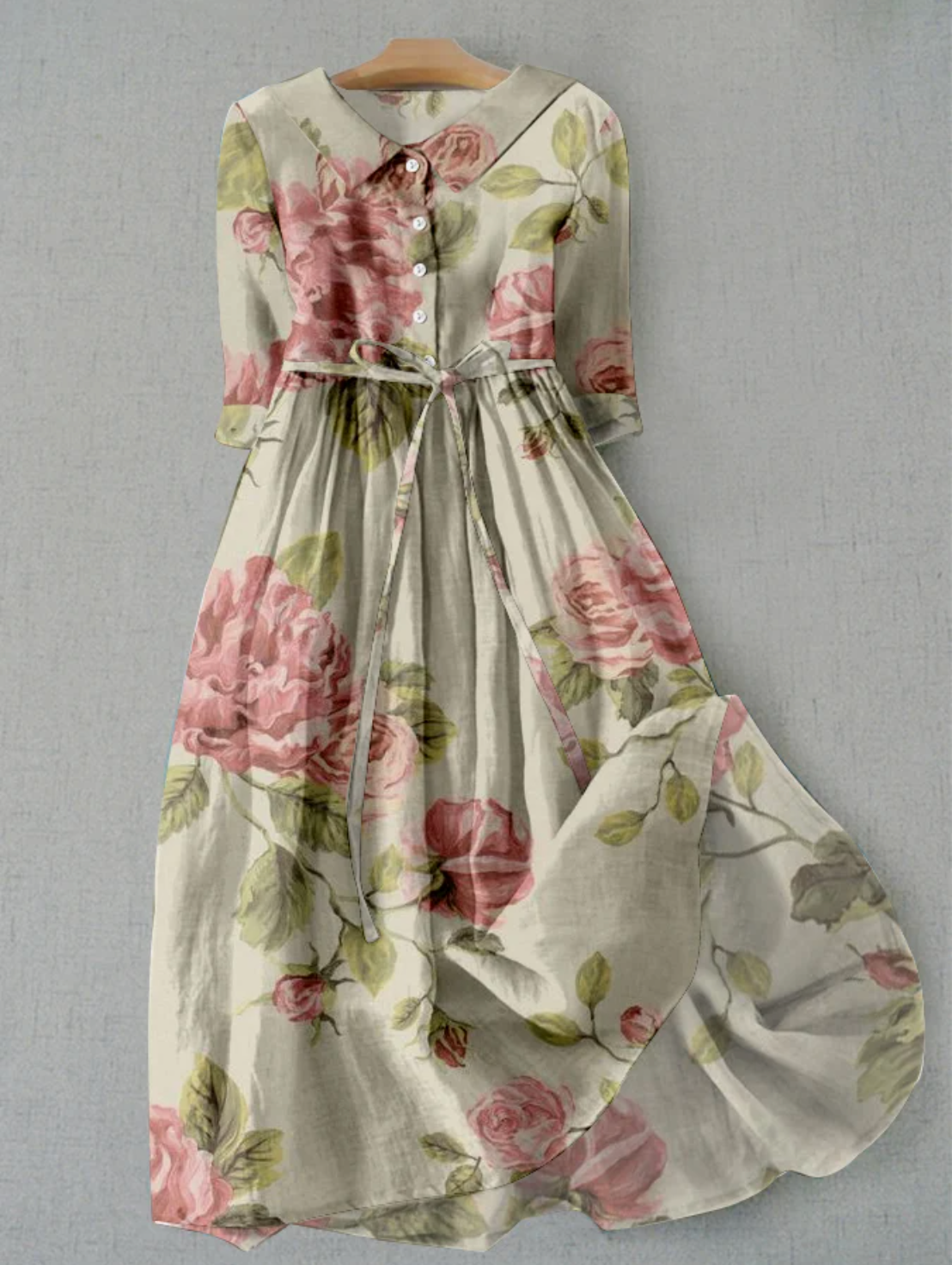 Women's Floral Button-Up Dress – Casual Summer Dress