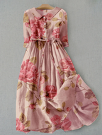 Women's Floral Button-Up Dress – Casual Summer Dress