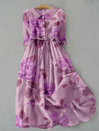 Women's Floral Button-Up Dress – Casual Summer Dress