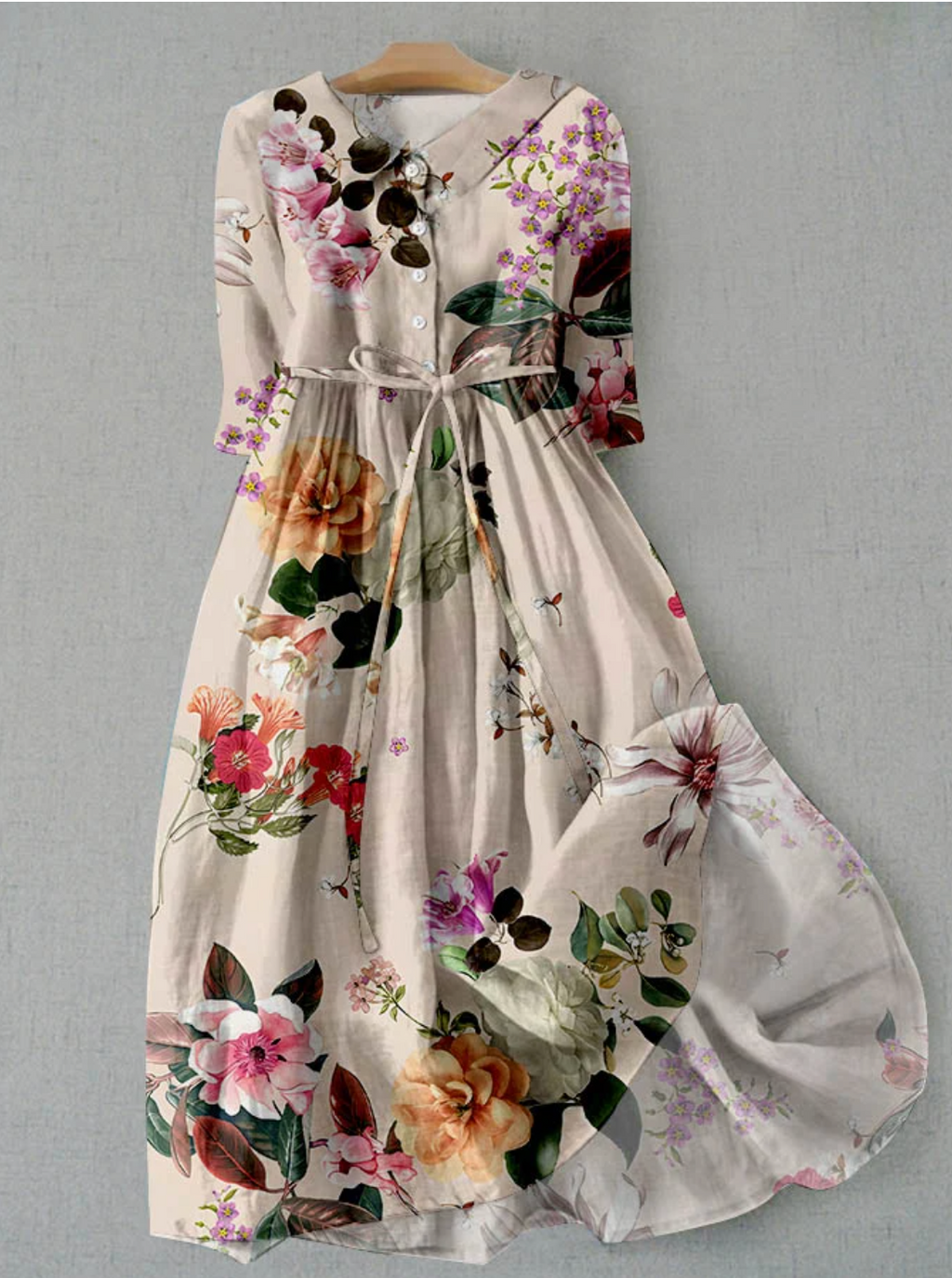 Women's Floral Button-Up Dress – Casual Summer Dress