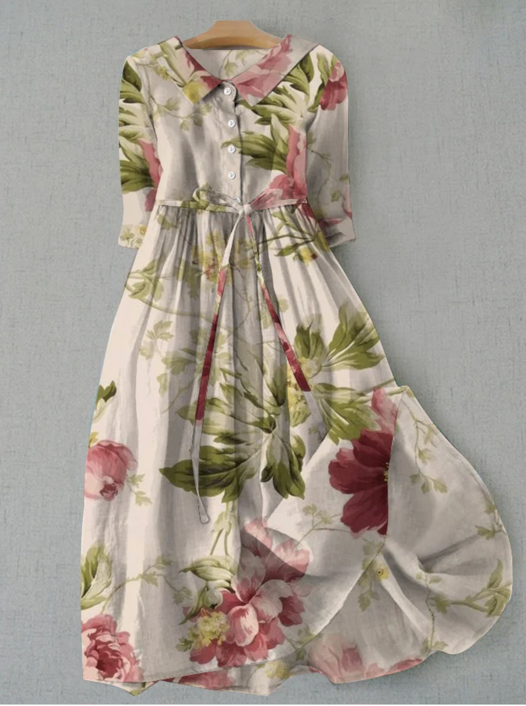 Women's Floral Button-Up Dress – Casual Summer Dress