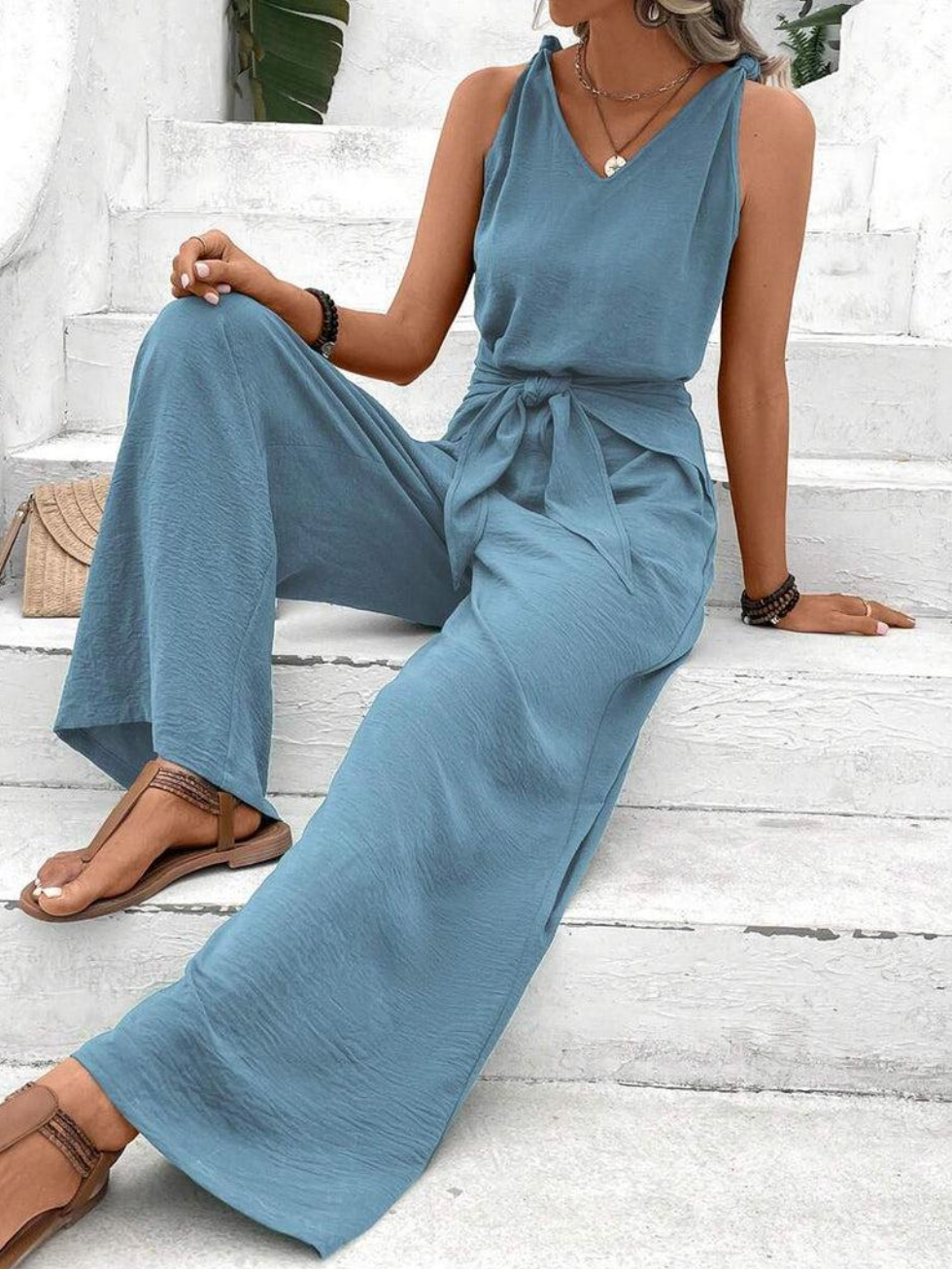 Women's Elegant Jumpsuit – Wide Leg Occasion Jumpsuit – Amelita