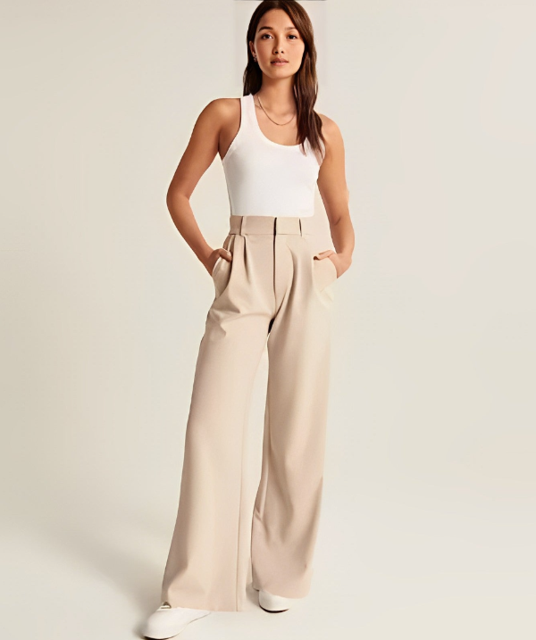 Women's High Waist Wide Leg Pants – Tailored Flowy Dress Trousers