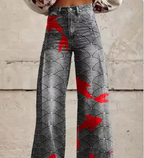 Women's Colourful Print Wide Leg Pants – Relaxed Summer Trousers