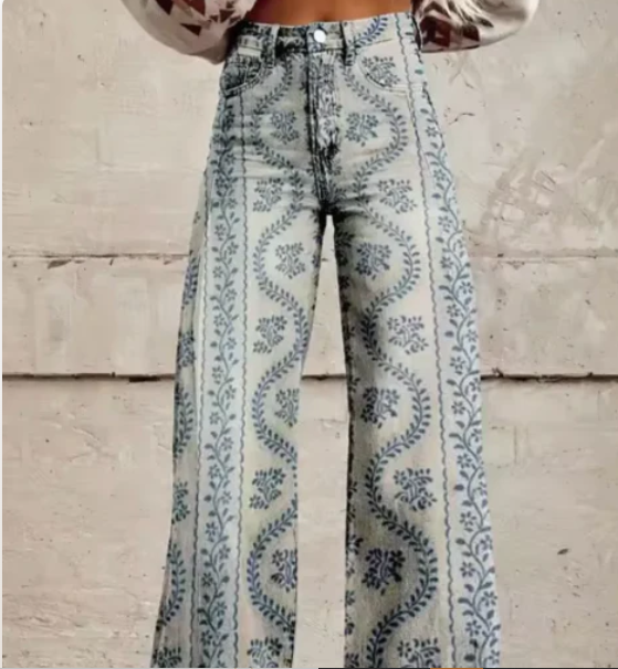 Women's Colourful Print Wide Leg Pants – Relaxed Summer Trousers