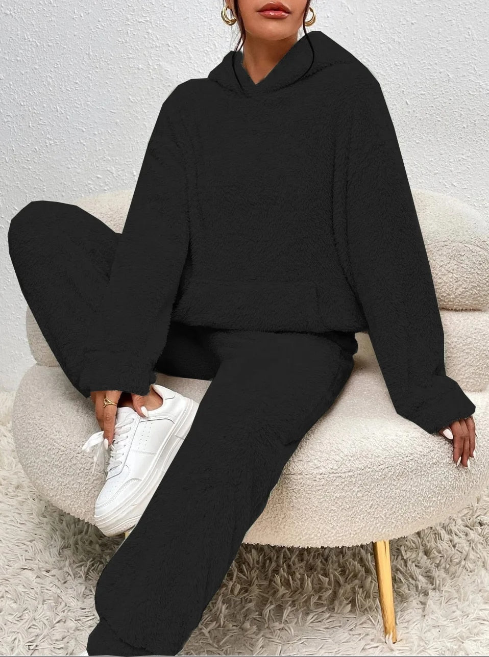 Women's Teddy Lounge Set – Hooded Cozy House Suit