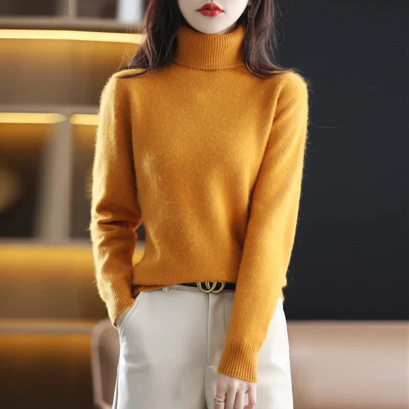 Women's Classic Turtleneck Sweater – Soft High Neck Winter Pullover