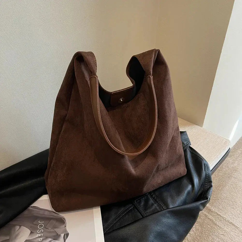 Women's Suede Tote Bag – Oversized Everyday Handbag – Elisa