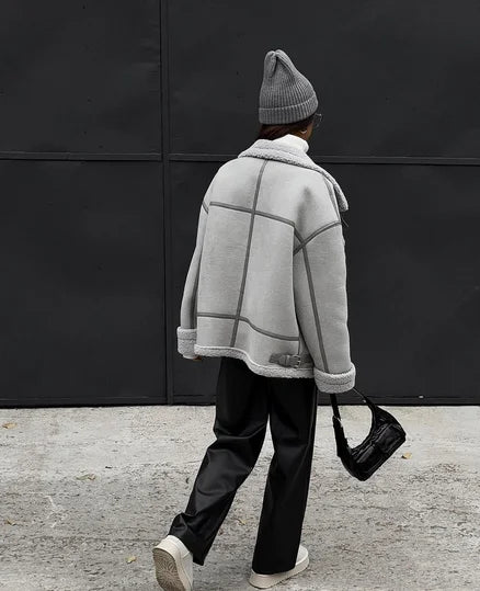 Women's Collared Winter Jacket – Oversized Pocket Cold Weather Jacket