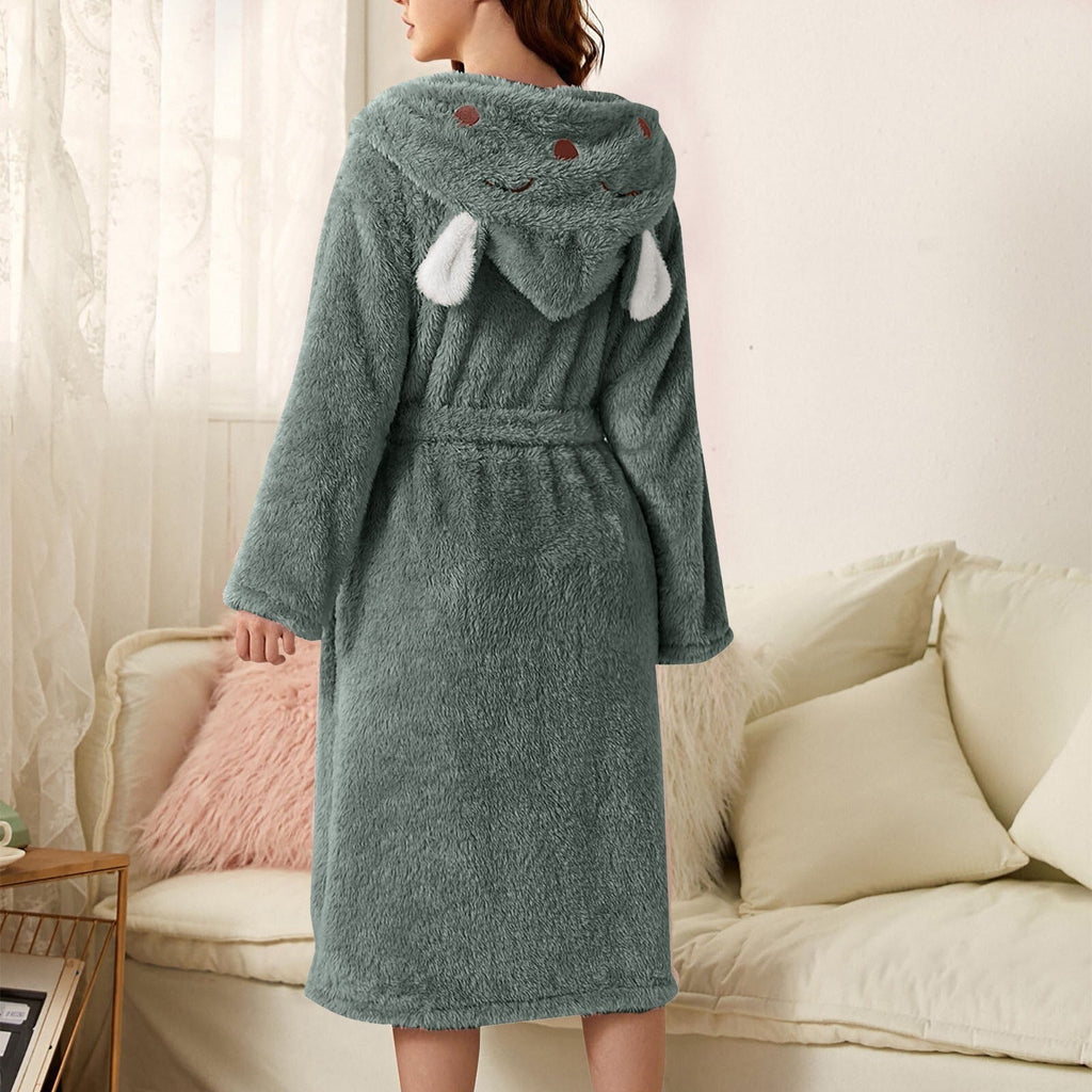 Tamsyn | Thick Flannel Hooded Bathrobe