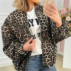 Women's Animal Print Bomber Jacket – Leopard Zip Front Jacket