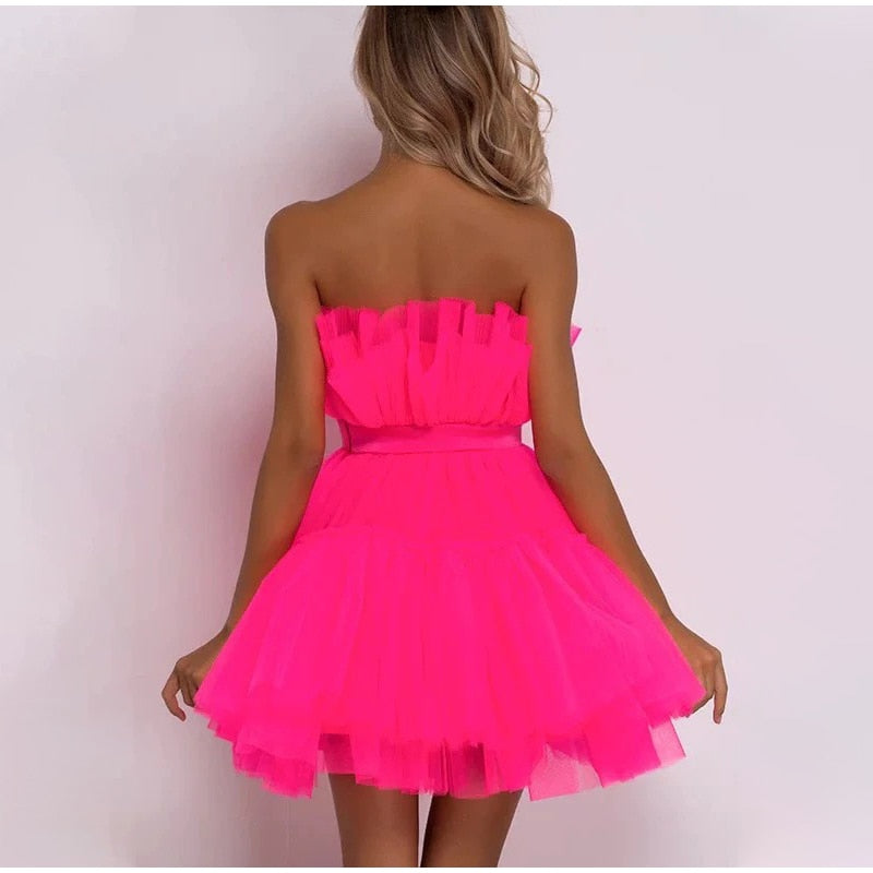 Women's Tulle Party Dress – Layered Festive Occasion Dress