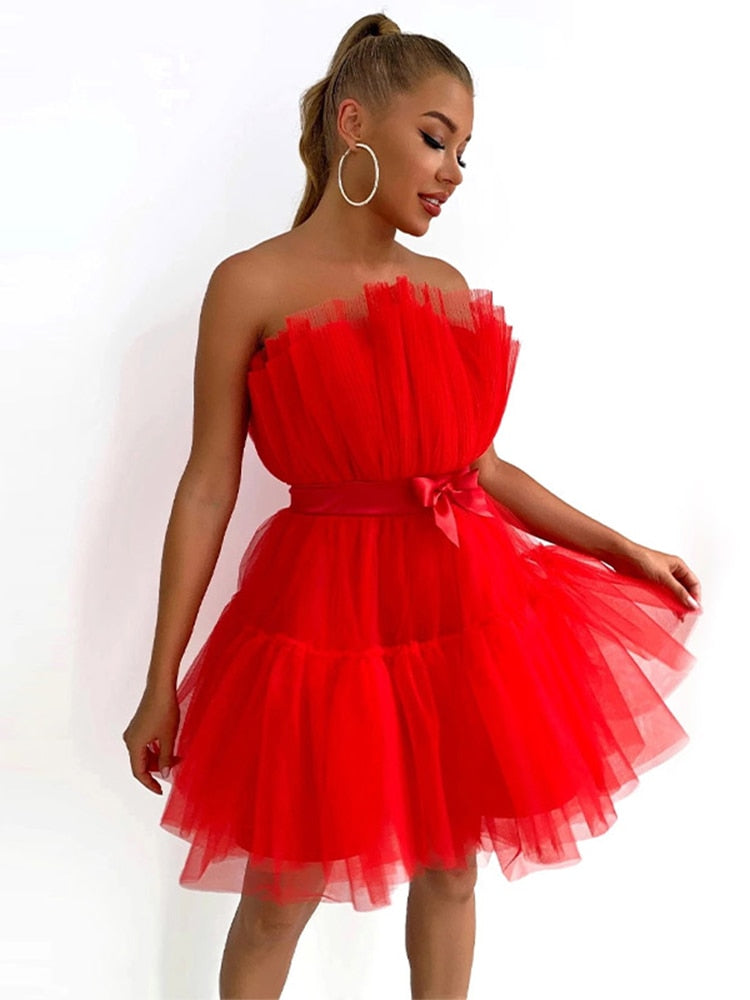Women's Tulle Party Dress – Layered Festive Occasion Dress