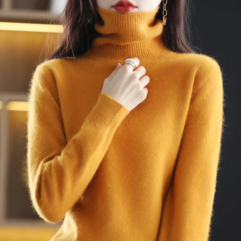 Women's Classic Turtleneck Sweater – Soft High Neck Winter Pullover