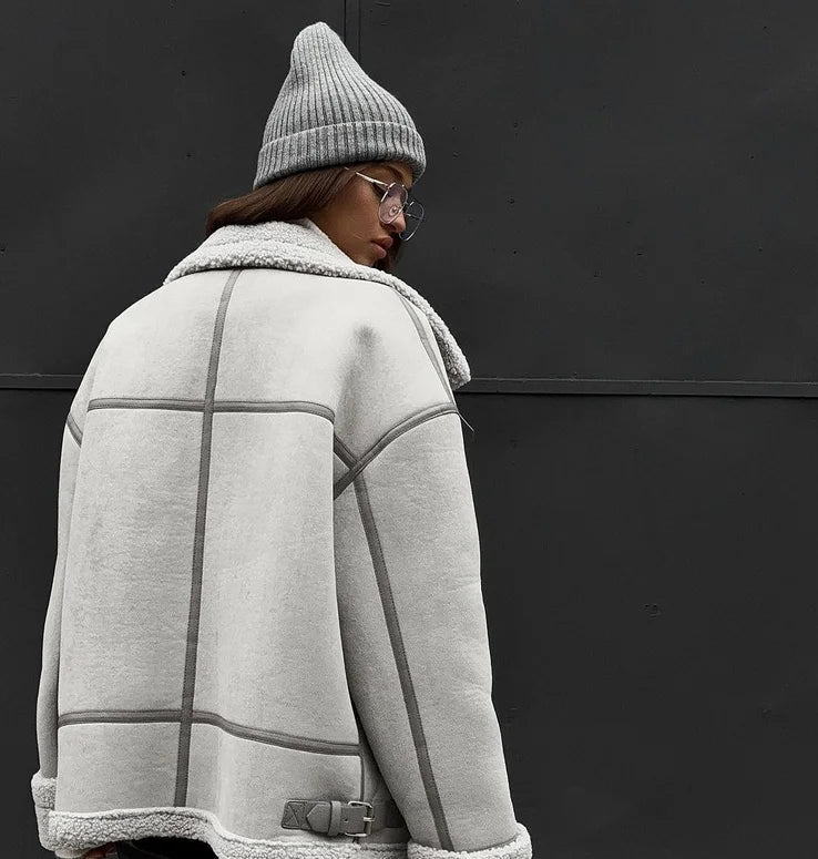 Women's Collared Winter Jacket – Oversized Pocket Cold Weather Jacket