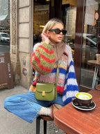 Women's Knit Sweater – Multicolor Pattern Sweater – Zoe