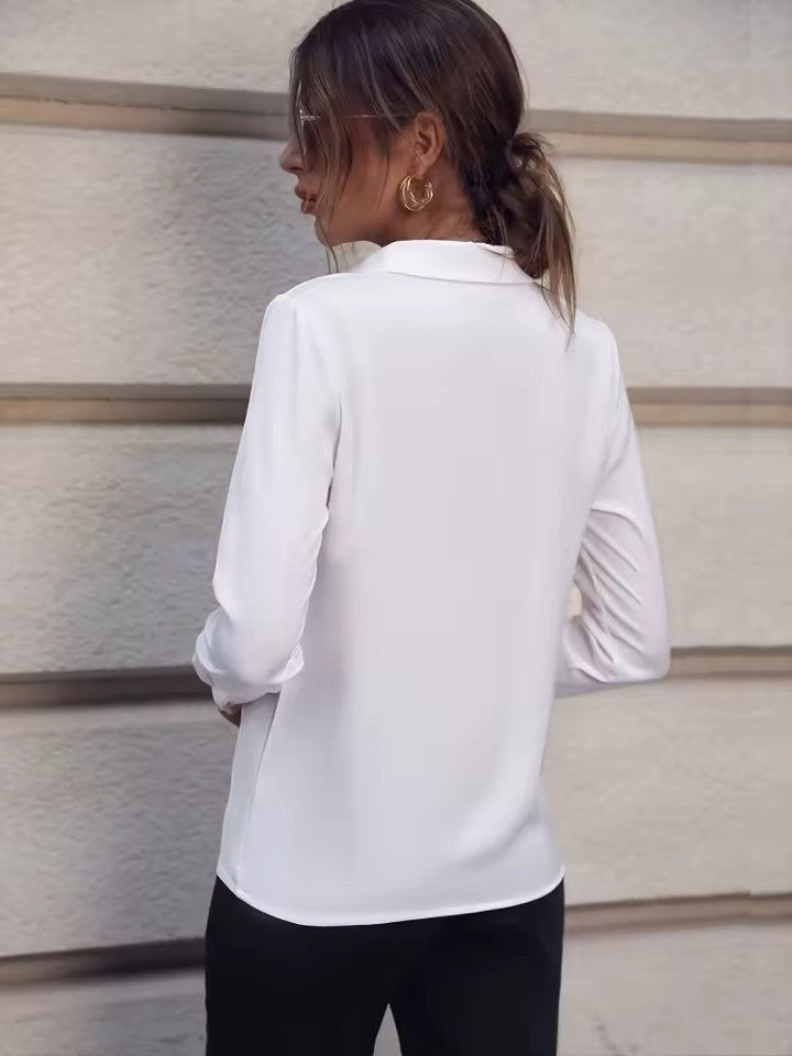 Women's Collared Blouse – Long Sleeve Office Blouse