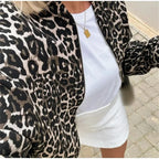 Women's Animal Print Bomber Jacket – Leopard Zip Front Jacket