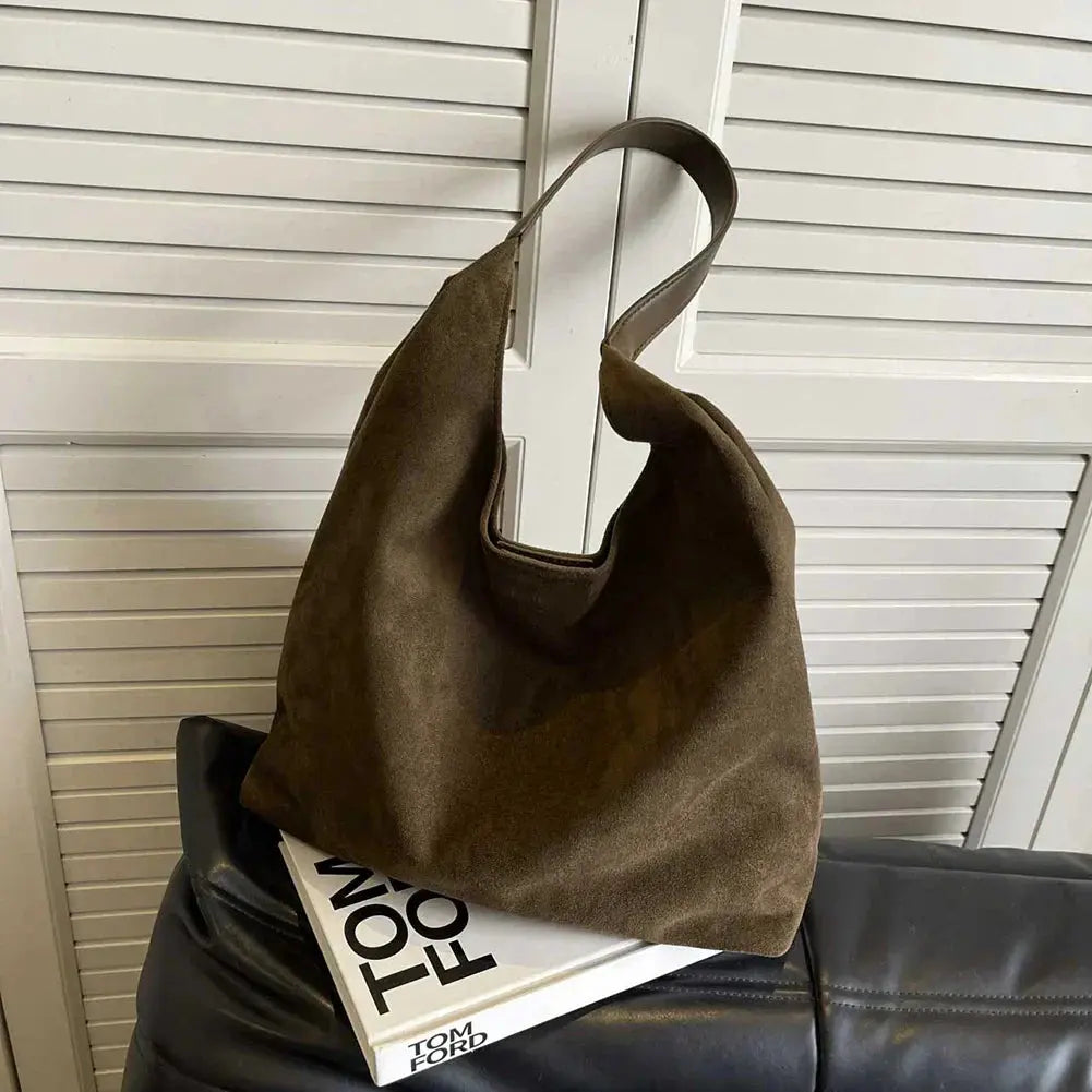 Women's Suede Tote Bag – Oversized Everyday Handbag – Elisa