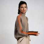 Women's Patterned High Neck Sweater – Printed Turtleneck Knit Pullover