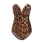 Women's Burgundy Strapless Bodysuit – Velvet Look Fitted Evening Bodysuit