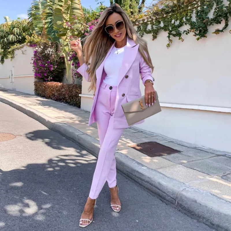 Women's Statement Two-Piece Pants Set – Asymmetrical Top & Wide Leg Trousers