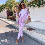 Women's Statement Two-Piece Pants Set – Asymmetrical Top & Wide Leg Trousers